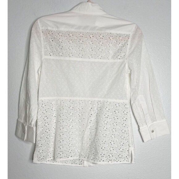 Tory Burch White Eyelet Button Down Shirt - Picture 4 of 5